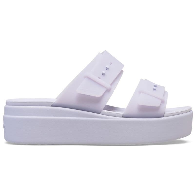 Sandália Crocs Brooklyn Buckle Frosted Low Wedge Sandal PURPLE MOON