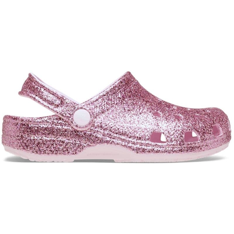 Sandália Crocs Classic Chunky Glitter Clog Infantil PINK MILK